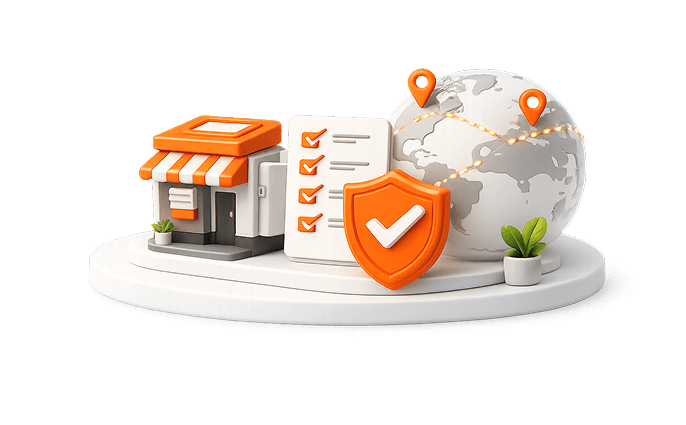 Origin founder control studio storefront with verification checkmarks